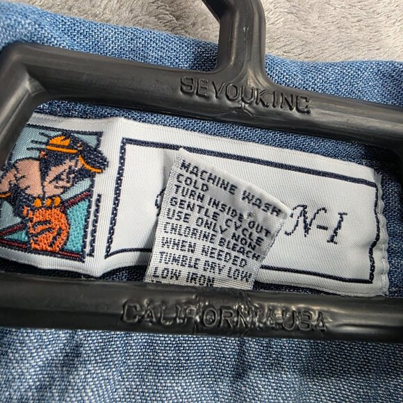 Womens Passion-I Floral Embroidered Blue Denim Shirt Short Sleeve Button Up 1X - Picture 4 of 8